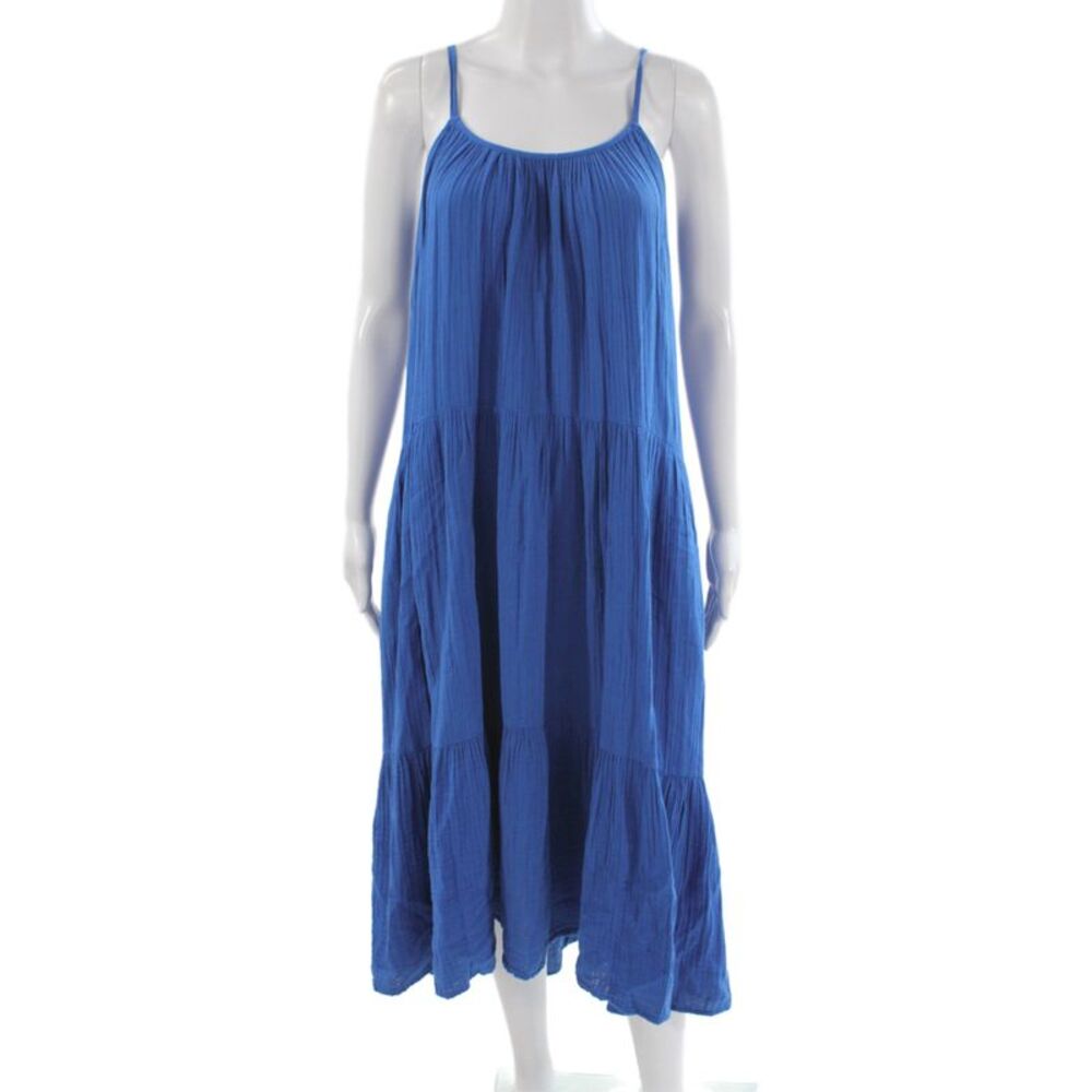 Xirena Womens Blue Cotton Scoop Neck Sleeveless Maxi Dress Size XS